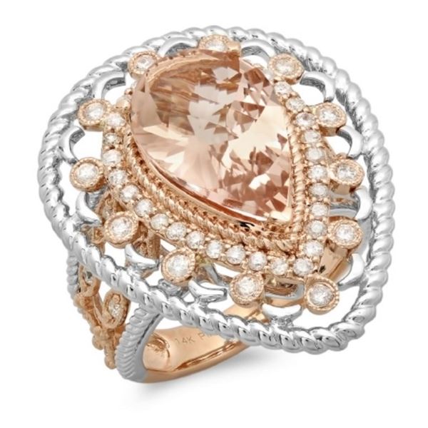 14K Gold 5.00ct Morganite & 0.75ct Diamond Ring