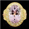 Image 1 : 14K Gold 13.84ct Kunzite & 1.72ctw Diamond Ring