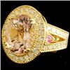 Image 2 : 14K Gold 6.16ct Morganite & 1.51ctw Diamond Ring