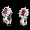 Image 2 : 18K Gold 1.00ctw Ruby & 0.98ctw Diamond Earrings