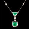 Image 1 : 18K Gold 3.03ct Emerald & 1.50ctw Diamond Necklace