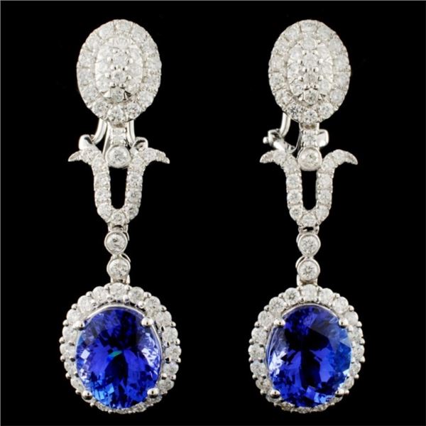 18K Gold 7.82ct Tanzanite & 2.01ctw Diamond Earrin