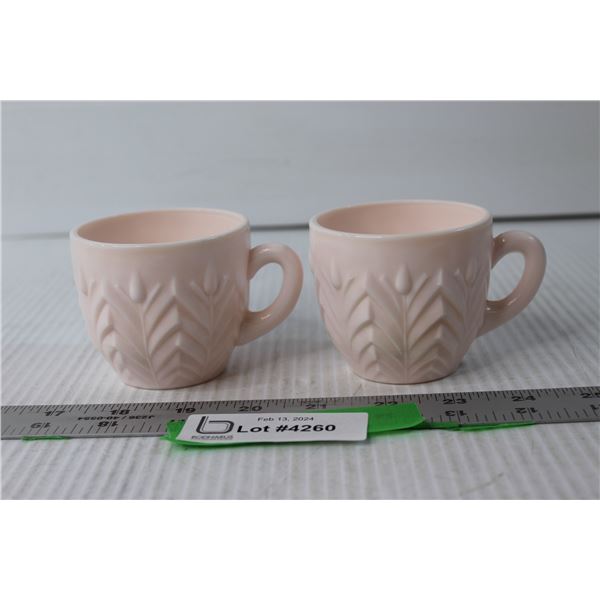 (2) Shell Pink Milk Glass Jeanette Punch Cups