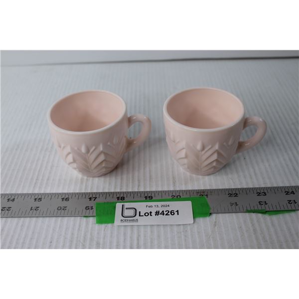 (2) Shell Pink Milk Glass Jeanette Punch Cups