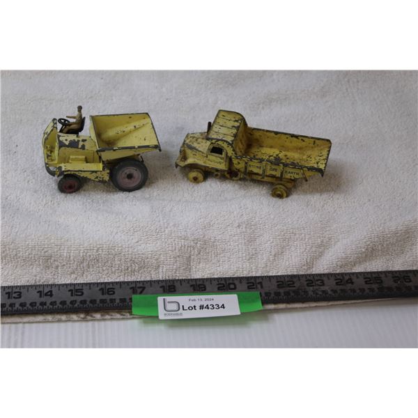 (2)Dinky Construction Metal Die Cast Toys (One Missing Rubber Wheels, Some Wear)