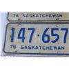 Image 5 : (6) Saskatchewan License Plates 1976, 1972