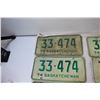 Image 2 : (6) Saskatchewan License Plates 1974 - (2 Pairs)