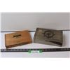 (2) Cigar Boxes (Wood, Metal w/Velvet Liner)