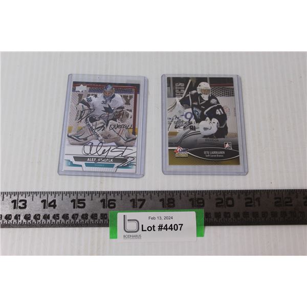 (2) Hockey Cards: 2014 Upper Deck Alex Stalock Sharks Signed, 2013 Eetu Laurikainen Rookie Card