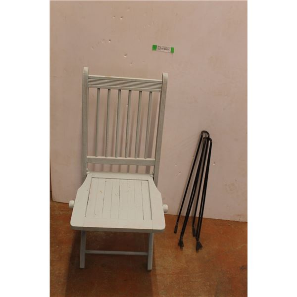 *Wooden Folding Chair, (3) Table Legs