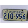 Image 2 : Pair of Saskatchewan 1972 License Plates