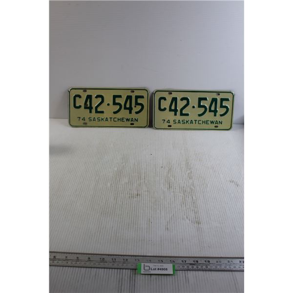 Pair of Saskatchewan 1974 License Plates