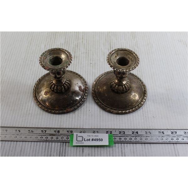 Pair Epon Lead Candle Holders