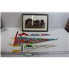 Image 1 : (3) Pennants, Train Station Framed Picture - 18" x 12"