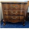 Image 1 : 20th Century 3 Drawer Nighstand - Solid Wood With Queen Anne Legs 25.5Lx16Dx25H