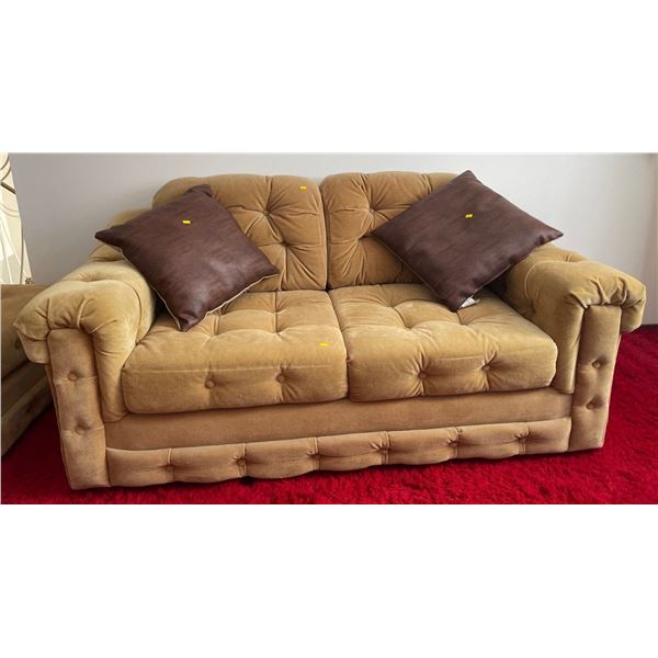Retro Vintage Material Love Seat - Tan In Colour 65Lx38Dx30H