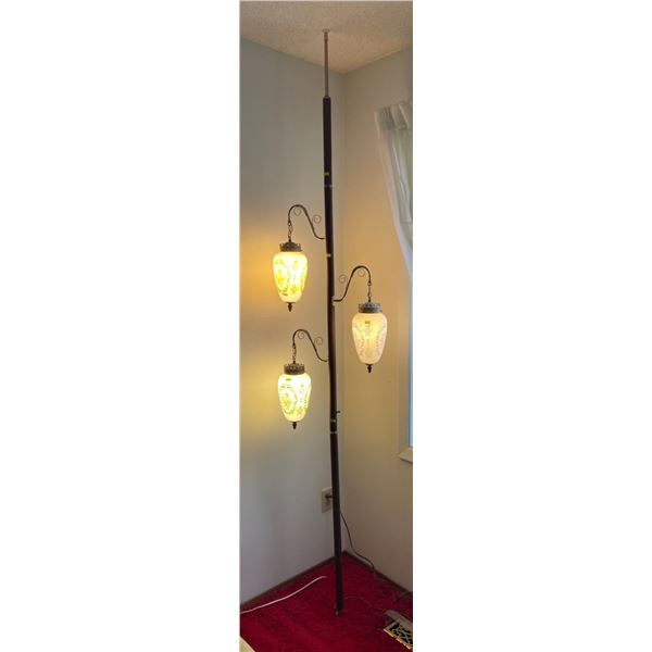 Vintage Retro Blown Glass 4 Setting Free Standing Pole Lamp 95H