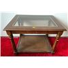 Image 1 : Vintage Retro Wooden Side Table With Glass Top 26Lx19.5Dx21H