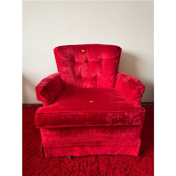 Vintage Retro Red Swivel Arm Chair
