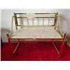 Image 1 : Vintage Brass Upholstered Bench 37Lx19Dx32H