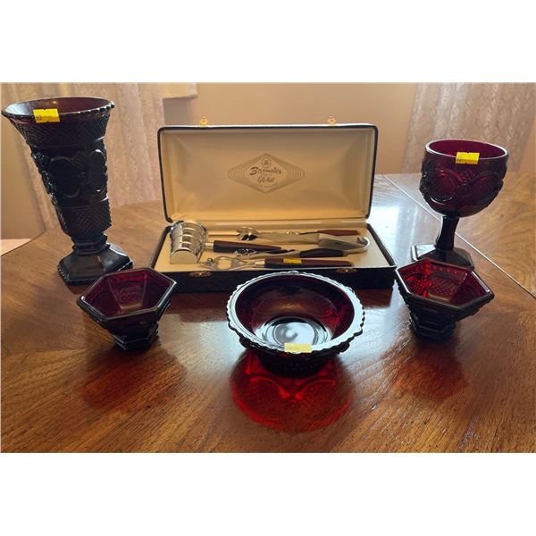 Barmater Styled By Glo Hill Bar Set & Behemian Red Glass Set
