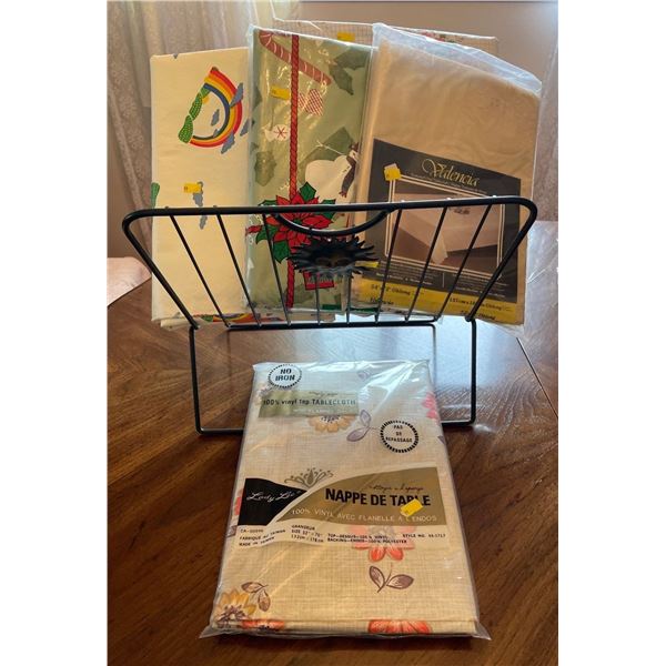 Assorted Collection Of Table Cloths & Metal Sun Stand