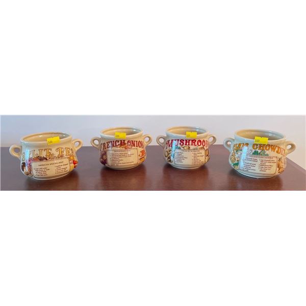 Vintage Retro Collectible Stoneware Soup Bowls x4