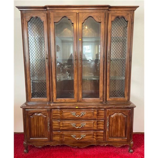 Mid 19th Century Solid Wood & Glass Hutch Made By Thomasville 61Lx18Dx76H