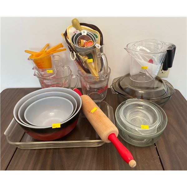 Assorted Collection Of Anchor Hocking Nesting Bowls, Measuring Cups & More