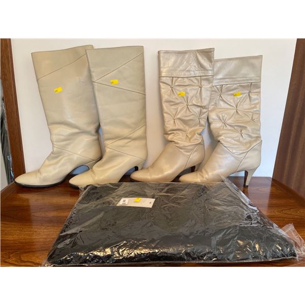 Ladies Size 10 Vintage Leather Boots With Brand New Cape By Temptations Italy