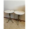 Image 1 : Matching Set Of Marble Top Side Tables With Metal/Brass 3 Legged Stands