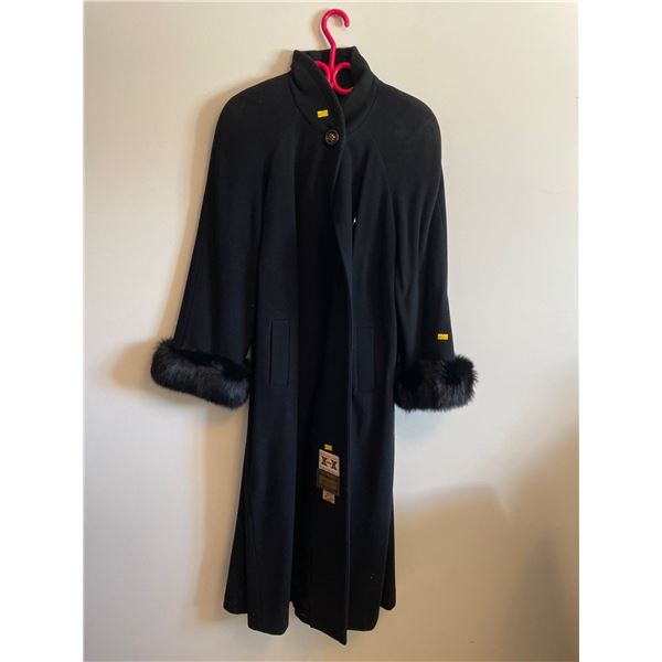 Hanna Collection Coat, Lambs Wool, Extra Large Full Length Coat, Faux Fur Cuffs