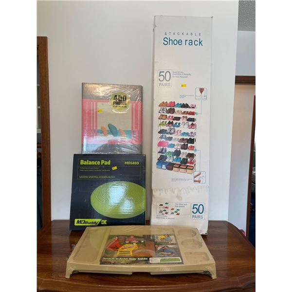 Brand New In Box - Shoe Rack, Balance Pad, Tray Table & More