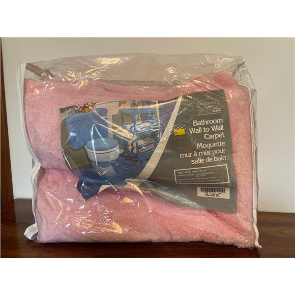 Brand New In Packaging, Vintage Sears Bathroom Wall To Wall Carpet Set - Pink Rose