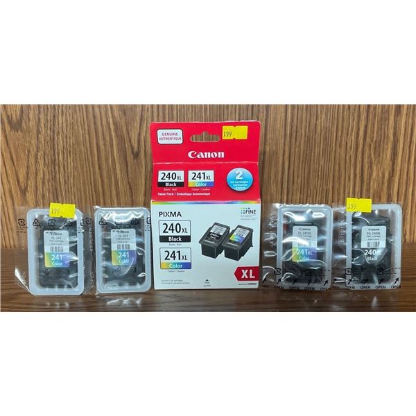 Brand New Ink Cartridges - Canon 240XL Black, 241XL Colour,& More