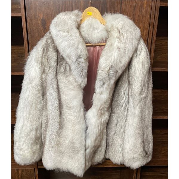 Ladies Vintage Satin Lined Real Fur Coat - Size Medium