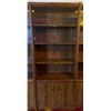 Image 1 : Brown Wood Book Shelf, Vintage Retro, With Glass Cabinet Doors 30.5Lx15.5Dx75H