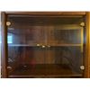 Image 2 : Brown Wood Book Shelf, Vintage Retro, With Glass Cabinet Doors 30.5Lx15.5Dx75H