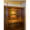 Image 2 : Brown Wood Book Shelf, Vintage Retro, With Glass Cabinet Doors 30.5Lx15.5Dx75H
