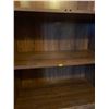 Image 3 : Brown Wood Book Shelf, Vintage Retro, With Glass Cabinet Doors 30.5Lx15.5Dx75H