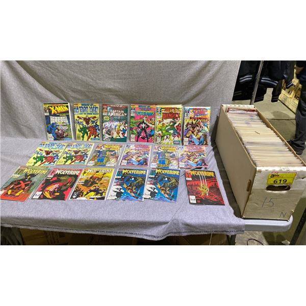 BOX OF COMIC BOOKS INCLUDING; MARVEL WHAT IF, WOLFPACK, WOLVERINE, AND MORE