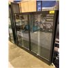 Image 2 : DUAL BAY WOOD LED LIT DISPLAY CABINET WITH DOORS 59" X 64" X 16"