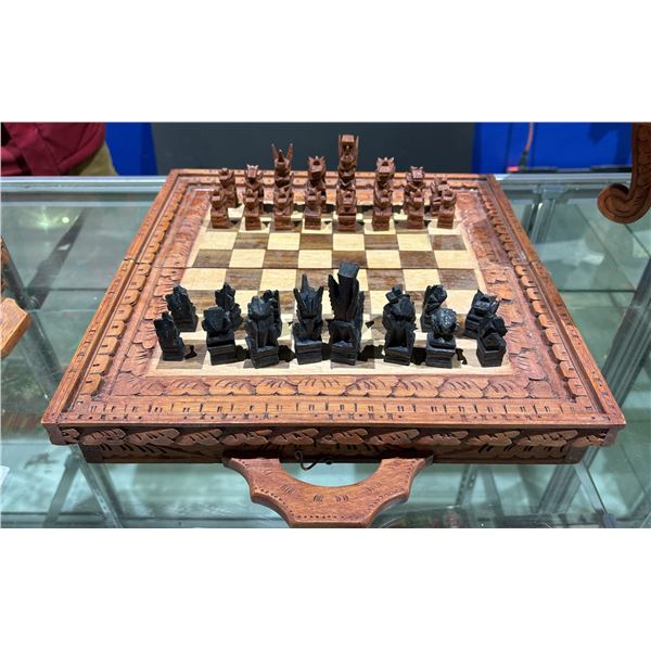 100% HAND CARVED CHESS SET IMPORTED FROM BALI 13"