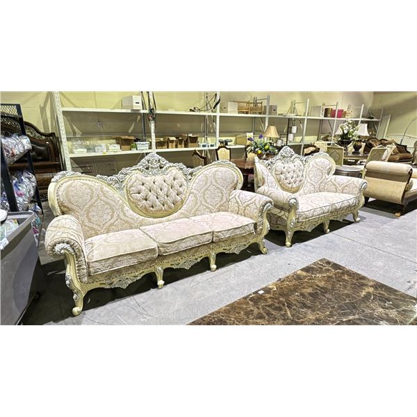 FANCY STUDDED & TUFTED SOFA & LOVESEAT SET