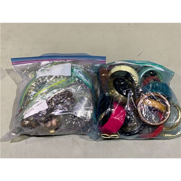 2 BAGS OF ASSORTED COSTUME JEWELRY