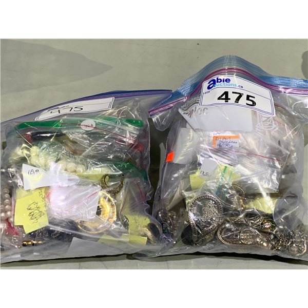 2 BAGS OF ASSORTED COSTUME JEWELRY