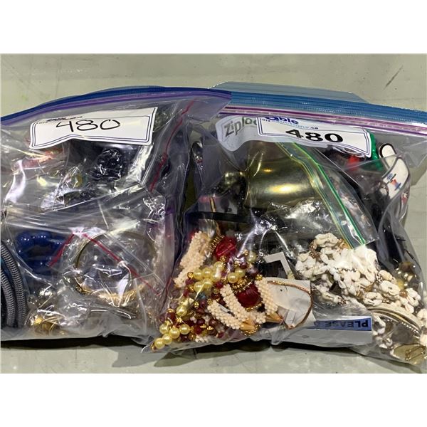 2 BAGS OF ASSORTED COSTUME JEWELRY