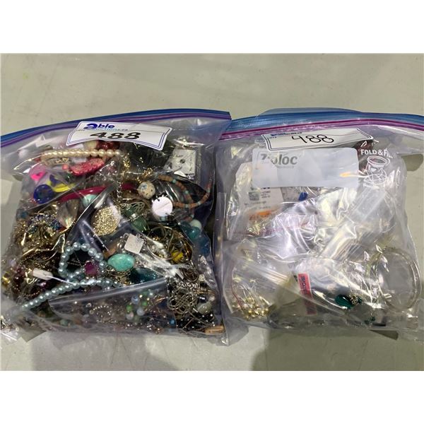 2 BAGS OF ASSORTED COSTUME JEWELRY