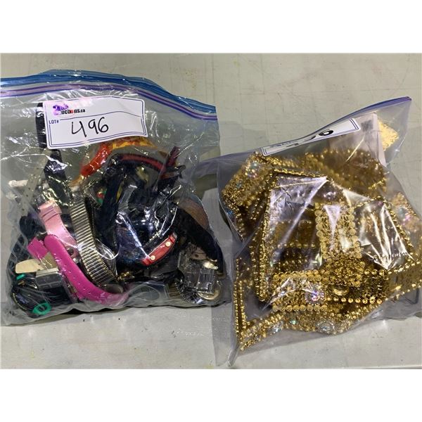 2 BAGS OF ASSORTED COSTUME JEWELRY