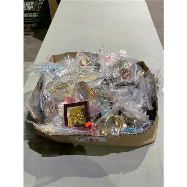 BOX OF ASSORTED COSTUME JEWELRY